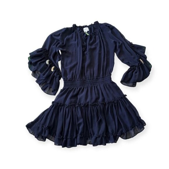 MISA Los Angeles Navy Ruffle Ximena Dress, Size - Picture 6 of 15